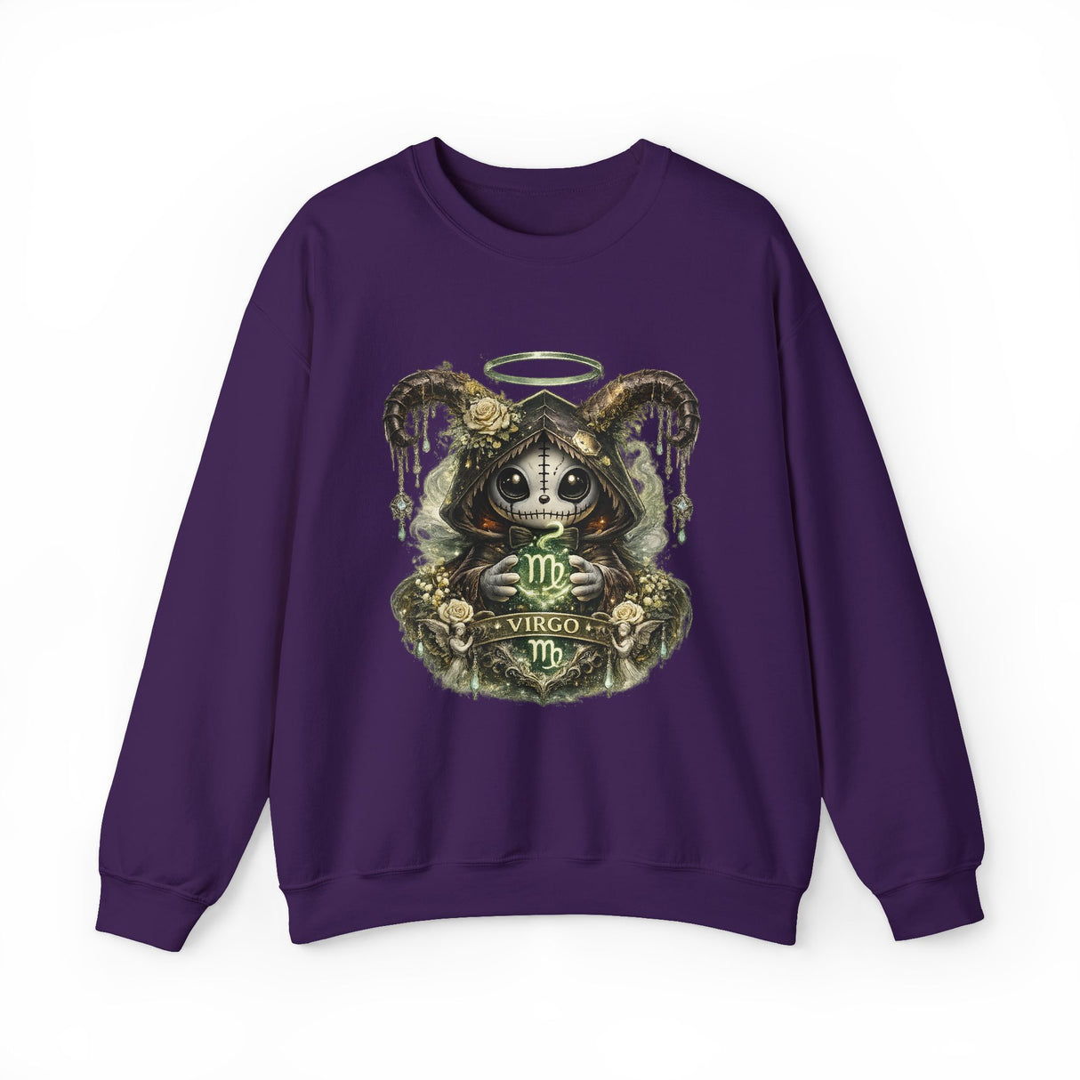 Virgo Gothic Angel Skull Virgo Crewneck Sweatshirt | Astrology Zodiac