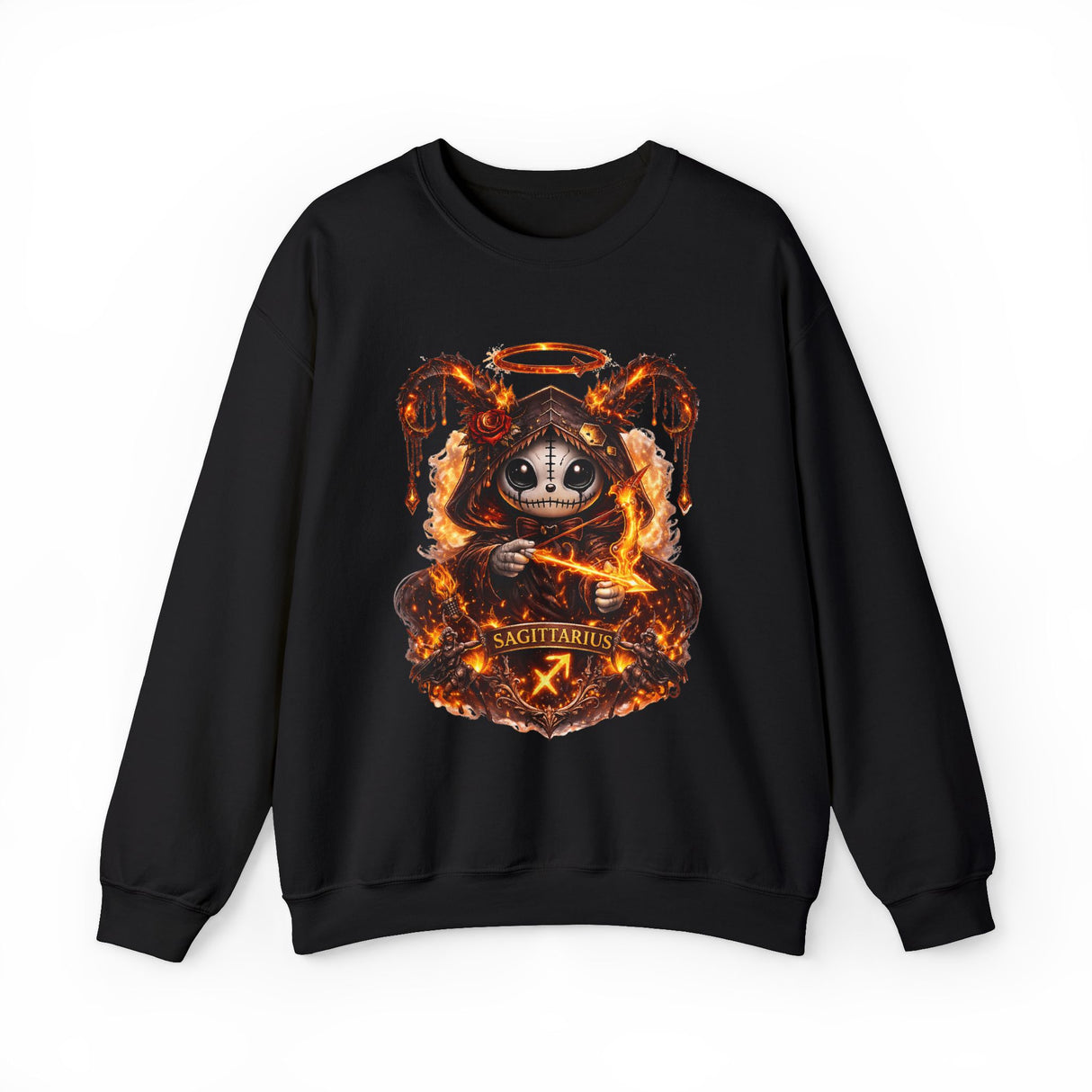 Fiery Sagittarius Ram Skull sweatshirt | Astrology Zodiac Crewneck