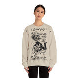 Karma Fairy Skeleton Illustration Crewneck Sweatshirt | Goth Skull Art, Boho Butterfly