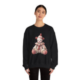Vintage Rag Doll Clown Sweatshirt | Cute Sitting Clown Illustration