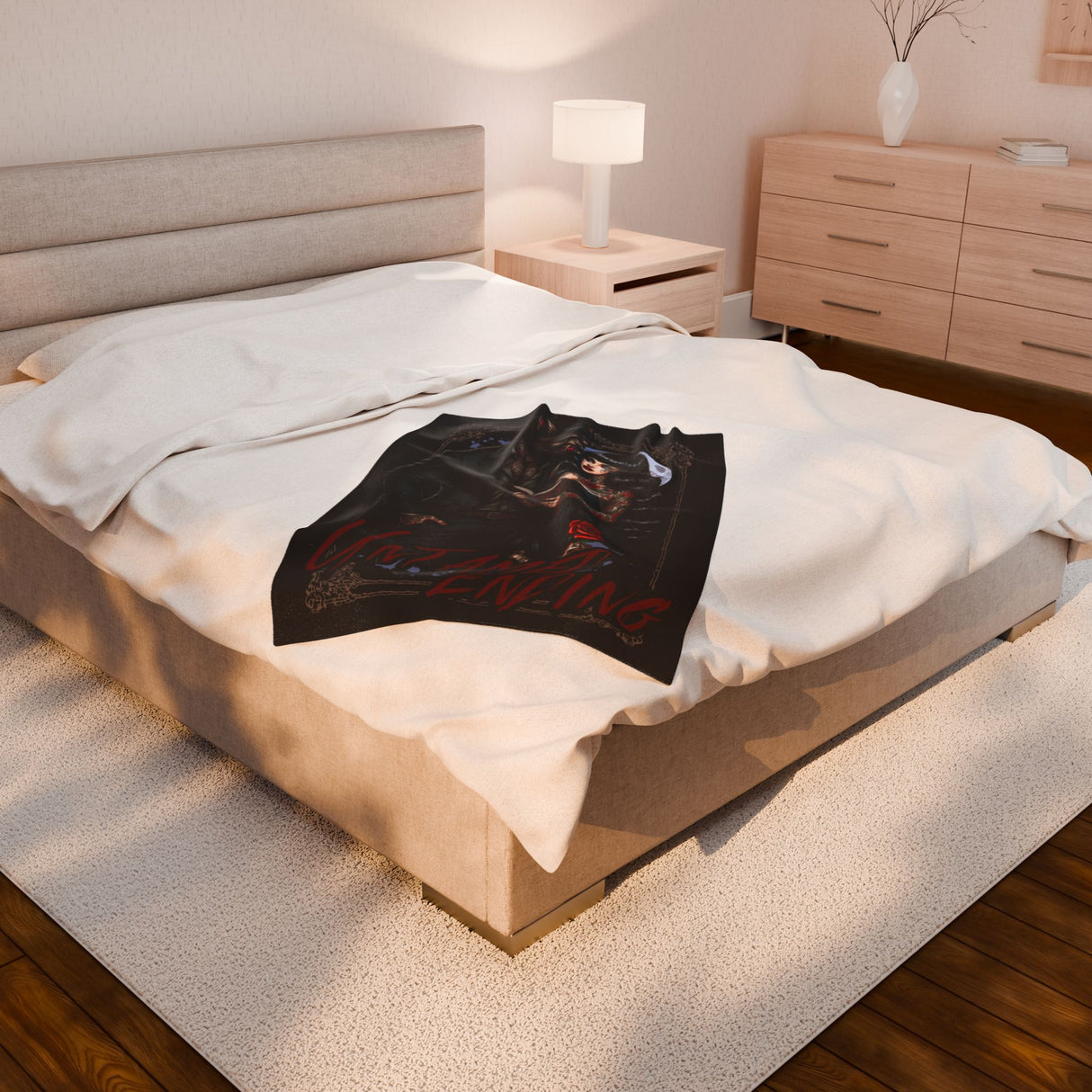 UNTAMED HEARTS - WEREWOLF & TATTED LADY - BOOK LOVERS Velveteen Plush Blanket