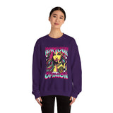 For Your Opinion graphic crewneck, edgy neon girl illustration