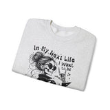 Karma Fairy Skeleton Illustration Crewneck Sweatshirt | Goth Skull Art, Boho Butterfly