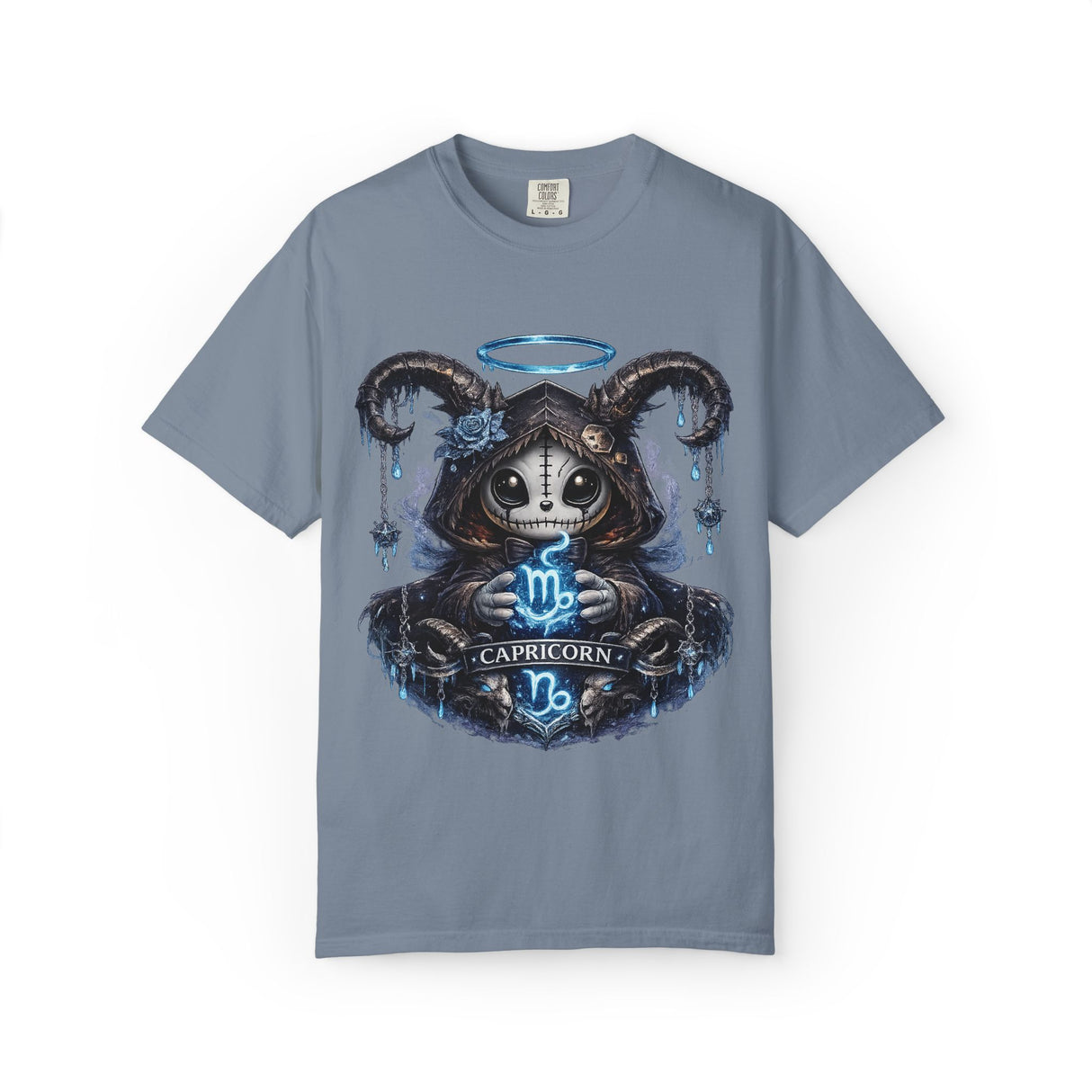 Capricorn Goat Skull Illustration T-shirt | Zodiac Astrology Shirt