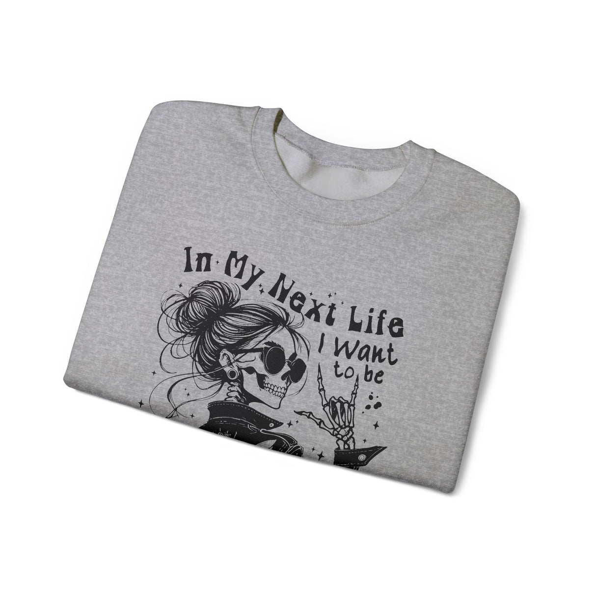 Karma Fairy Skeleton Illustration Crewneck Sweatshirt | Goth Skull Art, Boho Butterfly