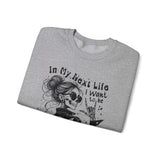 Karma Fairy Skeleton Illustration Crewneck Sweatshirt | Goth Skull Art, Boho Butterfly