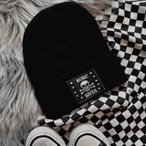 Music Saves Faux Patch Black or Neon Pink Beanie