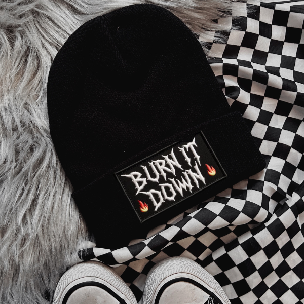 Burn It Down Black or Neon Pink Beanie