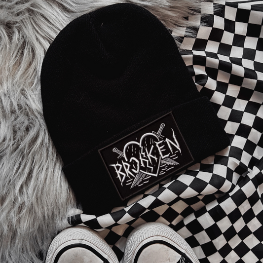 Broken Black or Neon Pink Beanie