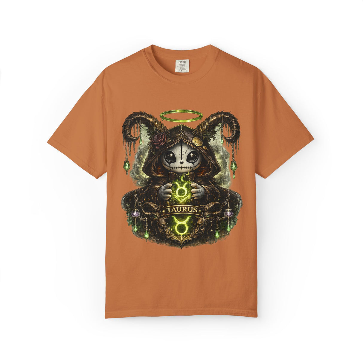 Taurus Ram Headdress Skull T-shirt | Zodiac Astrology Graphic Tee