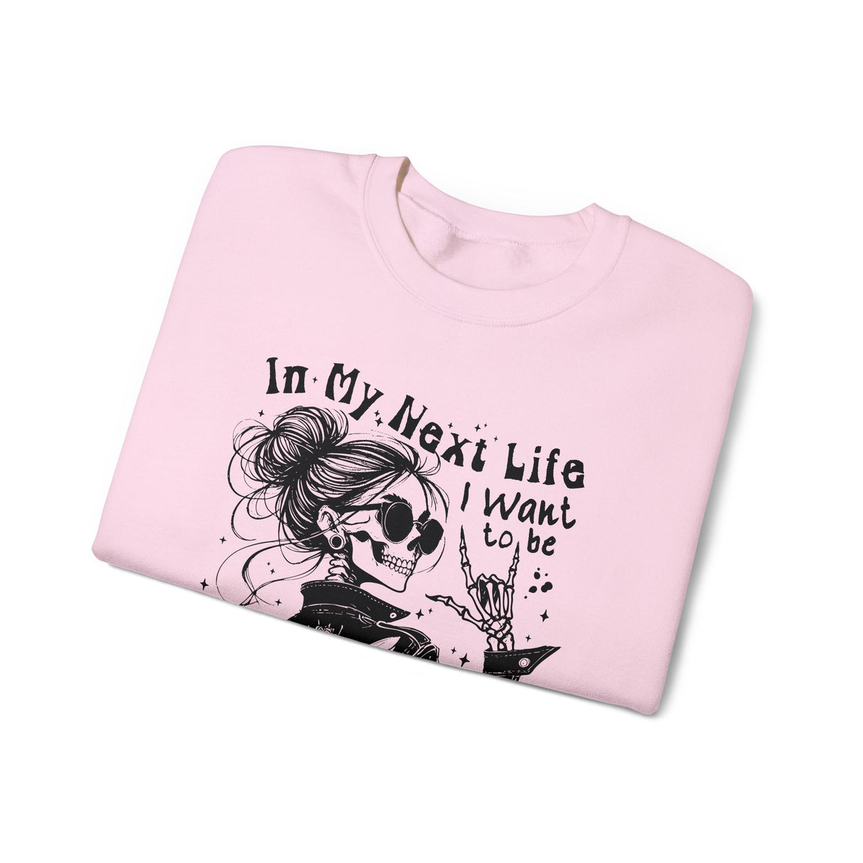 Karma Fairy Skeleton Illustration Crewneck Sweatshirt | Goth Skull Art, Boho Butterfly