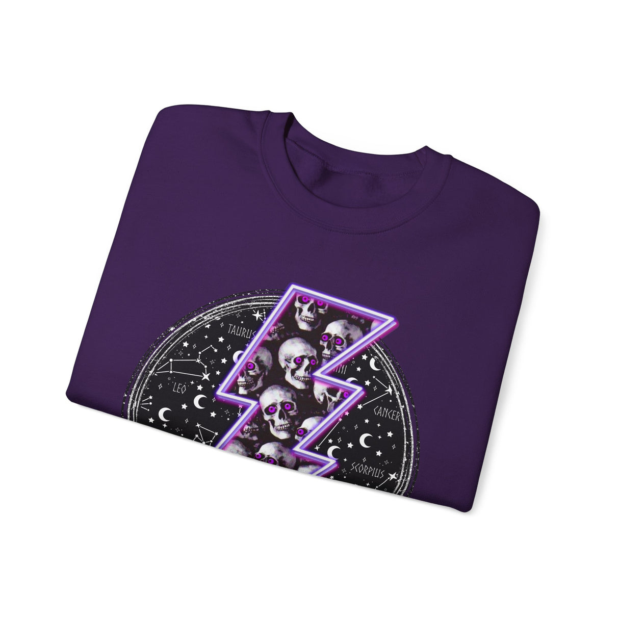 Skull Lightning Bolt Sweatshirt | Gothic Neon Skull Crewneck