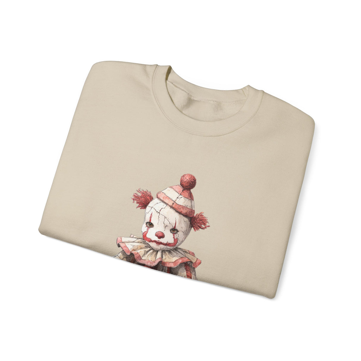 Vintage Rag Doll Clown Sweatshirt | Cute Sitting Clown Illustration