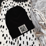 Wild Ones Faux Patch Black or Neon Pink Beanie