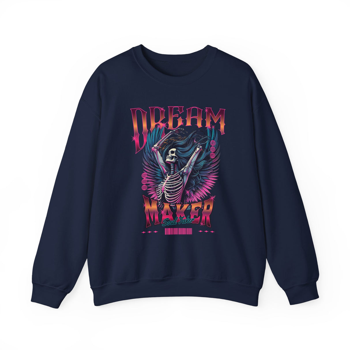 Dream Maker Skeleton with Wings Crewneck Sweatshirt | Gothic Rock Graphic