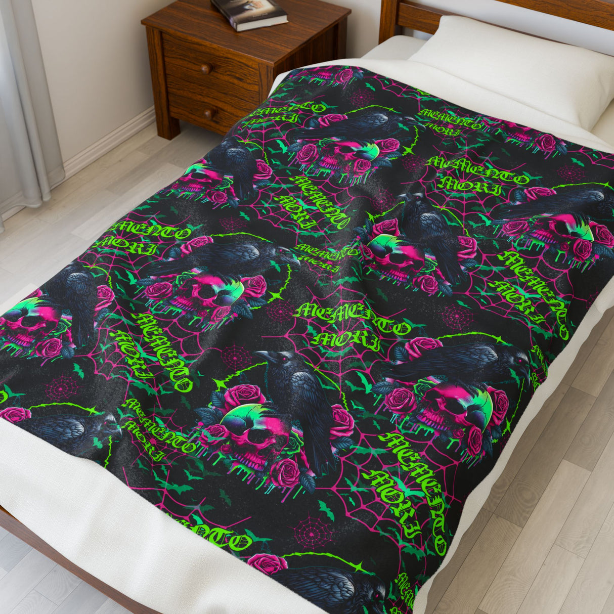 Gothic Velvet Throw Blanket, Cozy Halloween Decor, Soft Plush Bedding, Unique Gift for Her, Festival Home Accessory