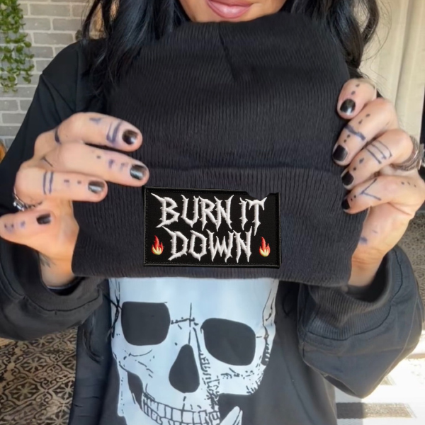 Burn It Down Black or Neon Pink Beanie