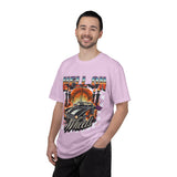 Hell on Wheels car graphic T-Shirt | vintage muscle car, gate and flames