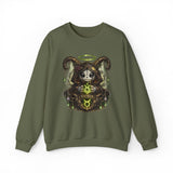 Taurus Dark Cute Goat Spirit Illustration Sweatshirt | Occult, Neon Green Zodiac