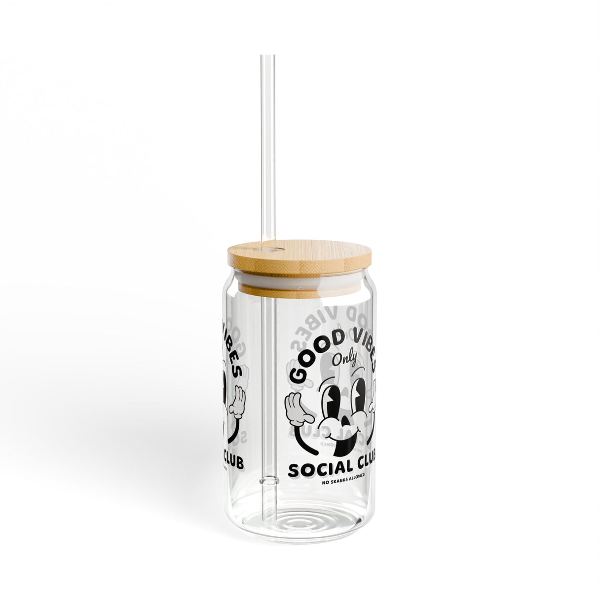 GOOD VIBES SOCIAL CLUB - Sipper Glass - 16oz with Tattoo-Inspired Design