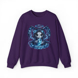 Aquarius Grim Reaper Zodiac Crewneck Sweatshirt | Water Bearer Hoodie Art