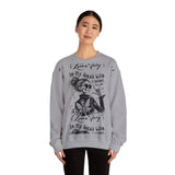 Karma Fairy Skeleton Illustration Crewneck Sweatshirt | Goth Skull Art, Boho Butterfly