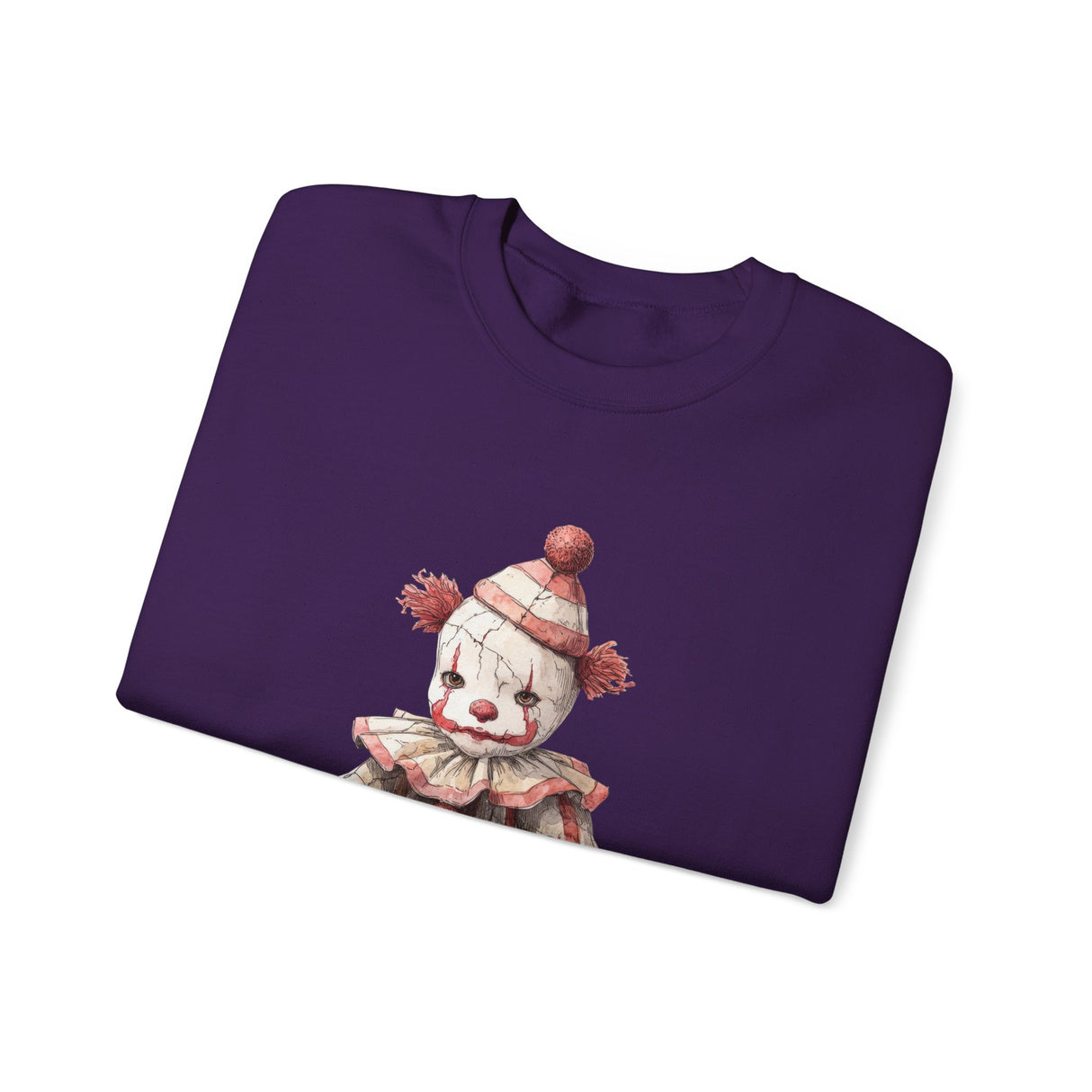Vintage Rag Doll Clown Sweatshirt | Cute Sitting Clown Illustration