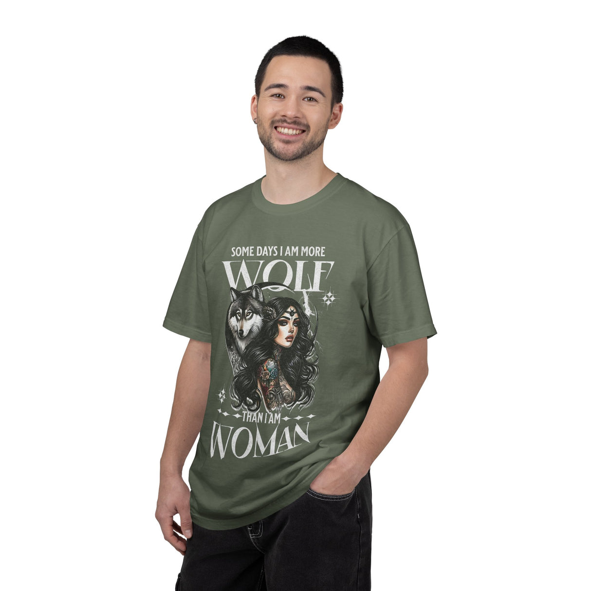 Some Days I Am More Wolf Than I Am Woman T-Shirt | Wolf Woman Illustration