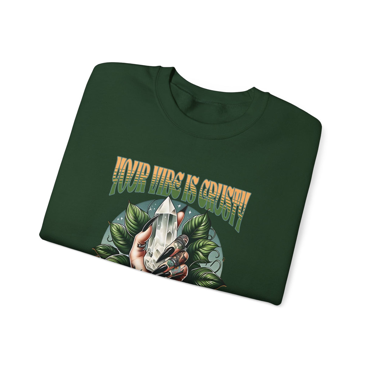 Your Vibe is Crusty, Use This Hand Holding Skull and Snake Crewneck Sweatshirt | Gothic Botanical Graphic