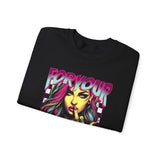 For Your Opinion graphic crewneck, edgy neon girl illustration