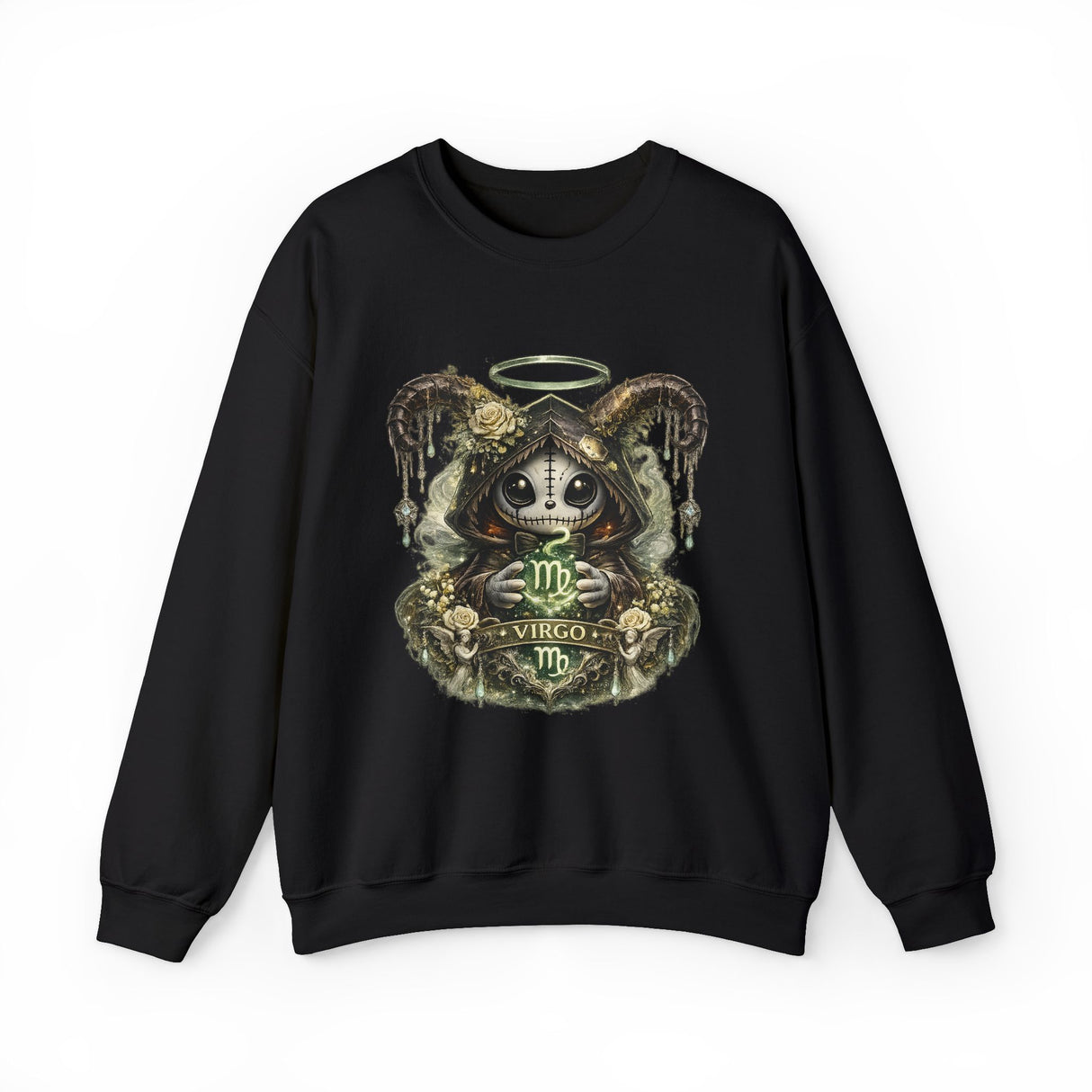 Virgo Gothic Angel Skull Virgo Crewneck Sweatshirt | Astrology Zodiac