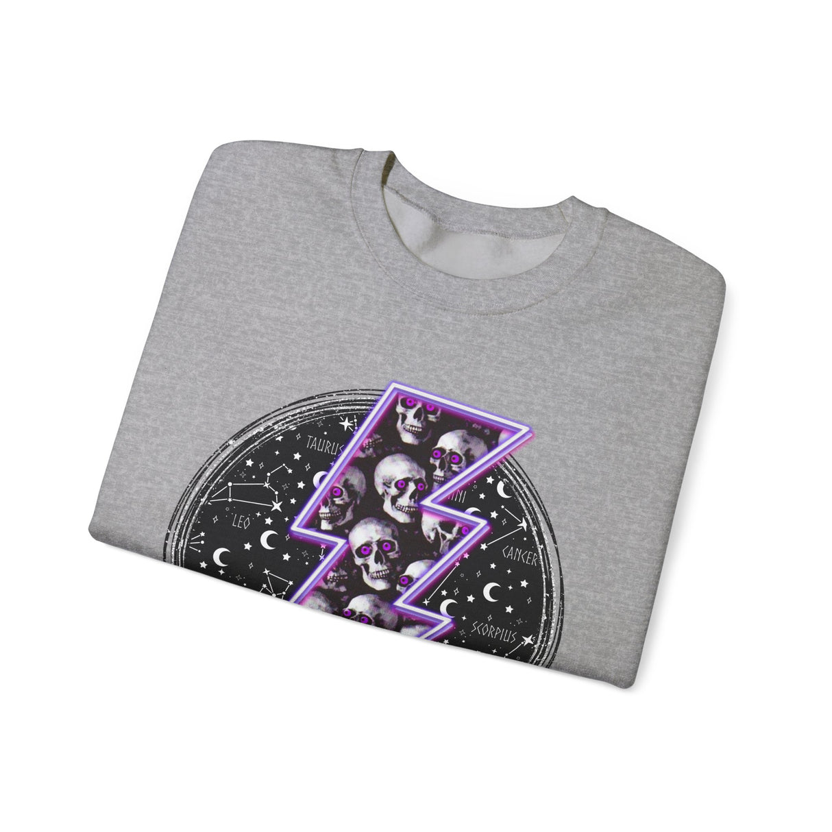 Skull Lightning Bolt Sweatshirt | Gothic Neon Skull Crewneck