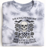 DRAMA FINDS ME BECAUSE I SEND THE INVITATION MARBLED TIE DYE OR ASH SWEATSHIRT/HOODIE