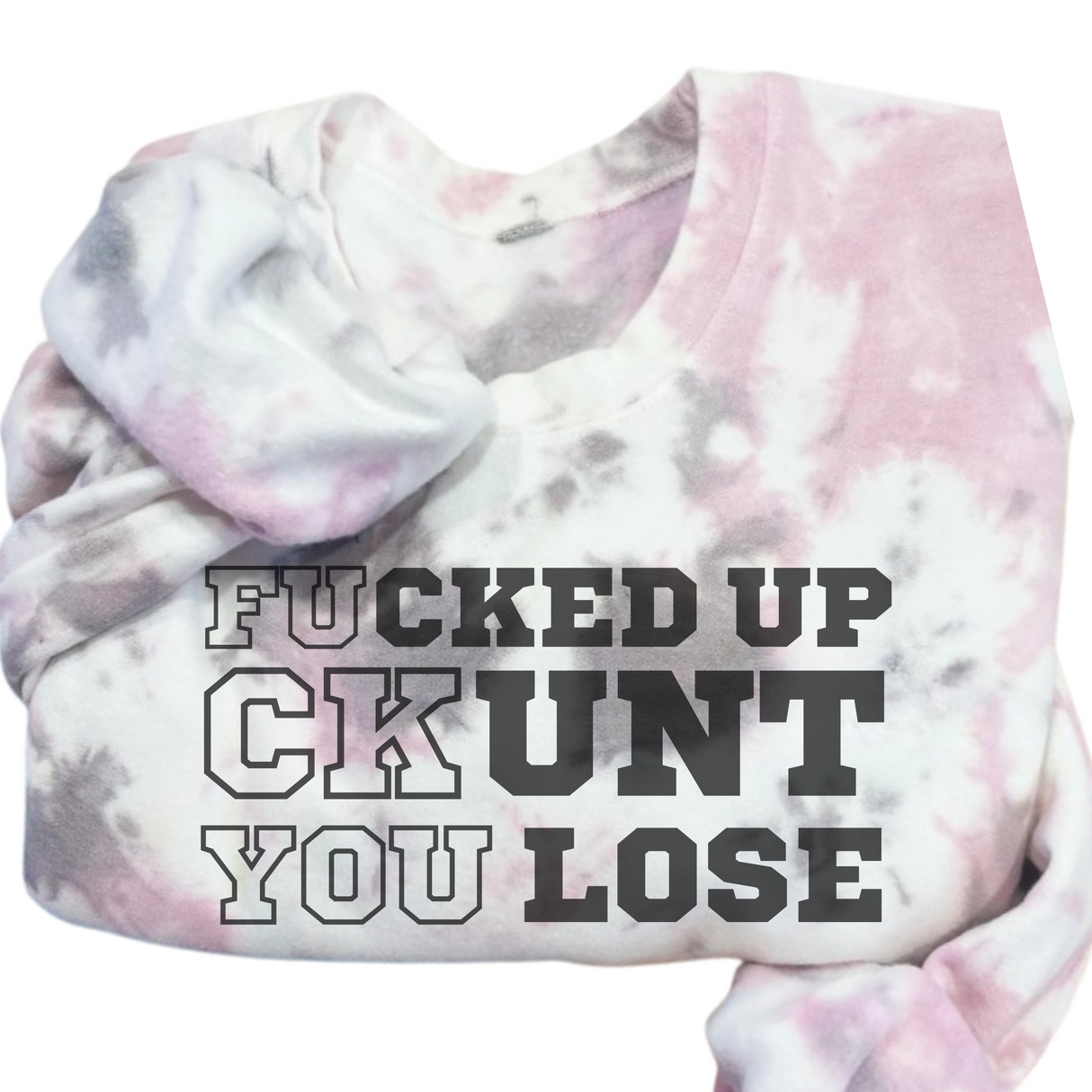 FUCKED UP CKUNT YOU LOSE FUCK YOU PINK & GREY MARBLED  & MATCHING JOGGERS