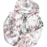 CUSTOM BELLA HOODIE PINK & GREY MARBLE TIE DYE ZIP HOODIE + MATCHING JOGGERS