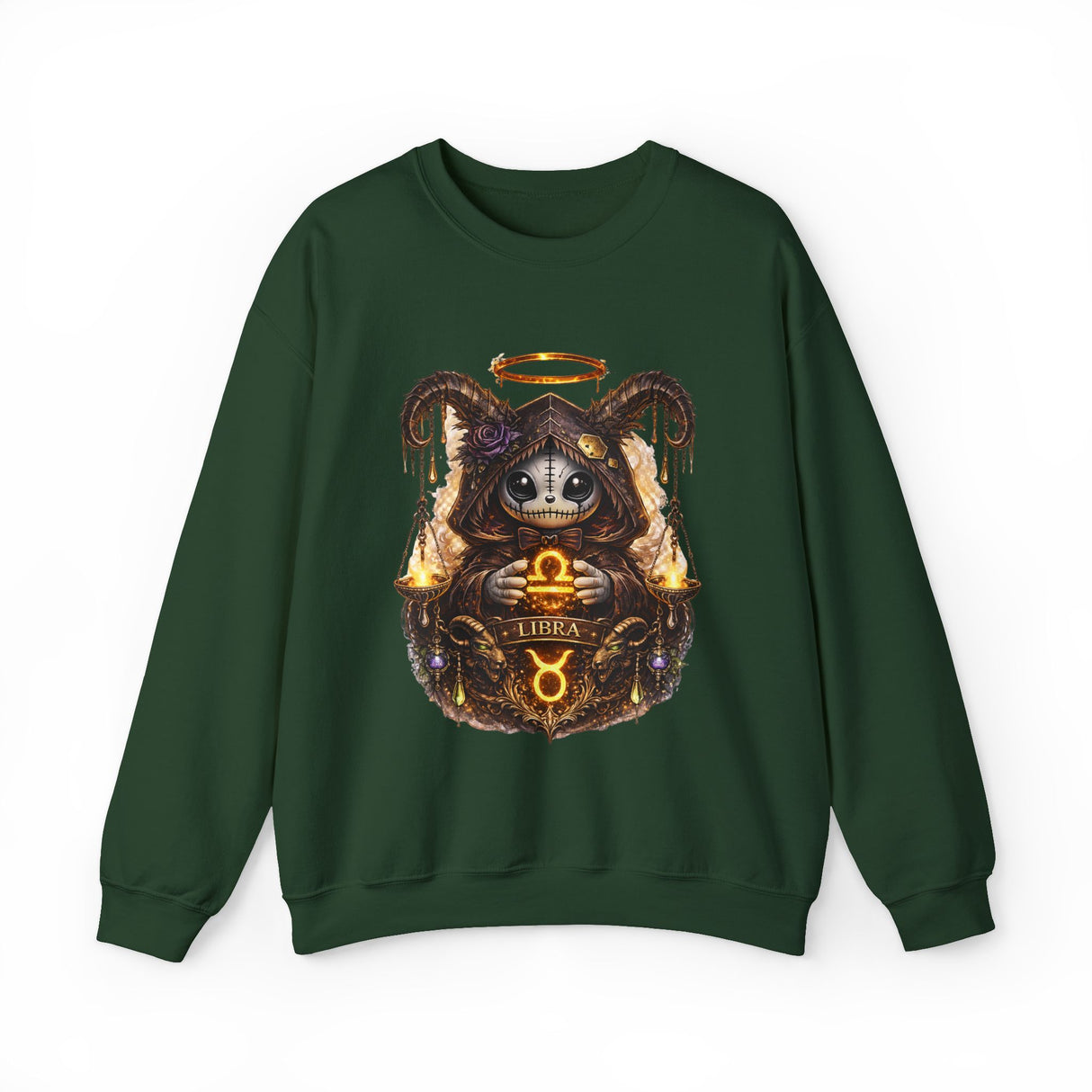 Libra Zodiac Sign | Cute Demon Bunny with Zodiac Symbols Sweatshirt | Astrology Pagan Goth
