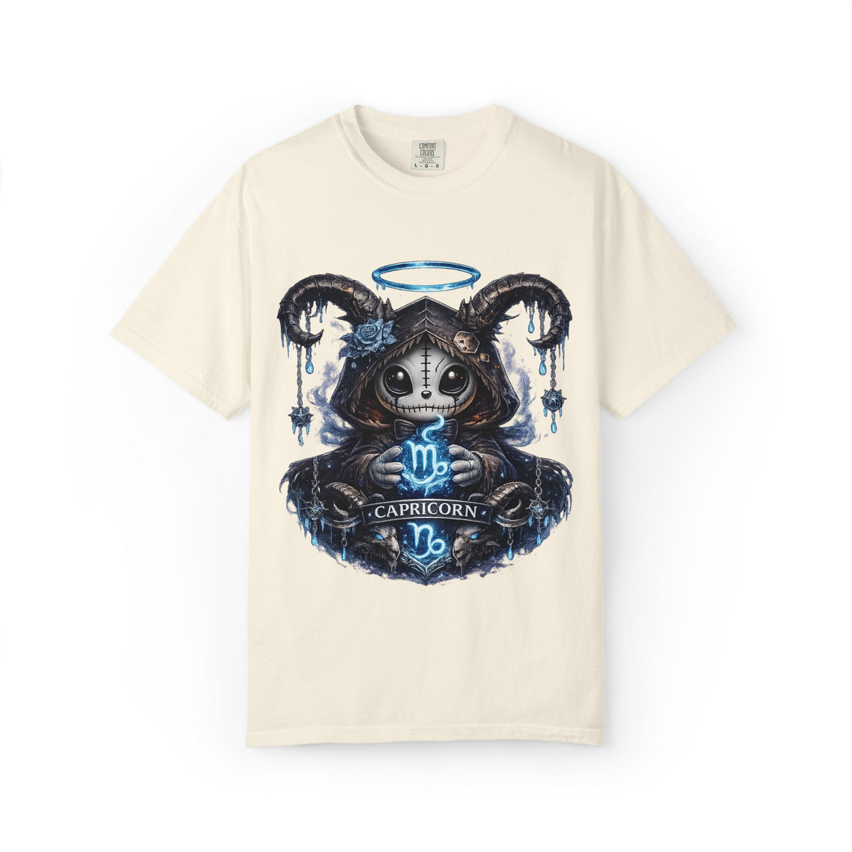 Capricorn Goat Skull Illustration T-shirt | Zodiac Astrology Shirt