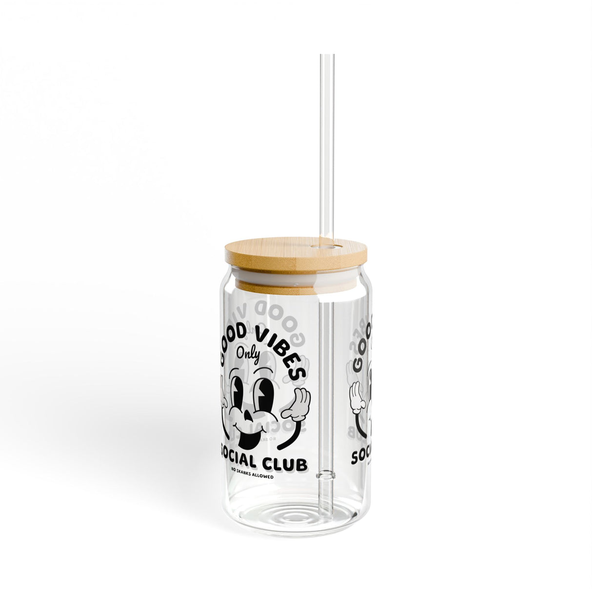 GOOD VIBES SOCIAL CLUB - Sipper Glass - 16oz with Tattoo-Inspired Design