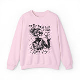 Karma Fairy Skeleton Illustration Crewneck Sweatshirt | Goth Skull Art, Boho Butterfly