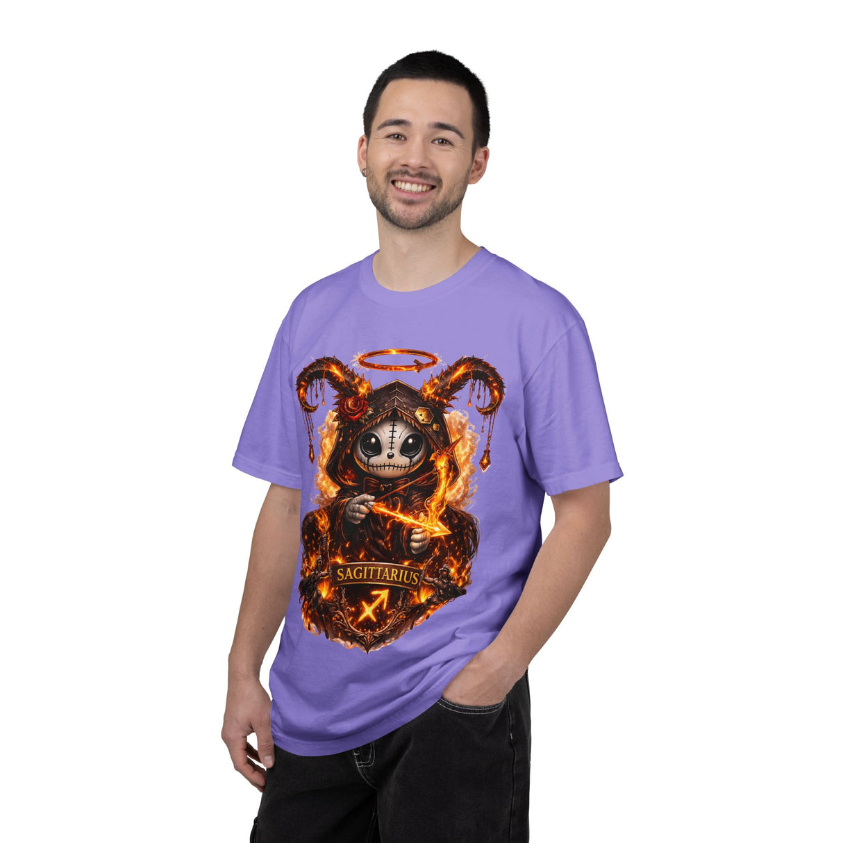 Fiery Sagittarius Skull Archer T-shirt | Zodiac Archer Graphic Tee