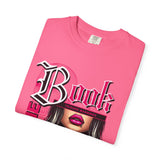 Baddie Book Graphic T-Shirt | Gothic Lip Art, Reading Girl Design