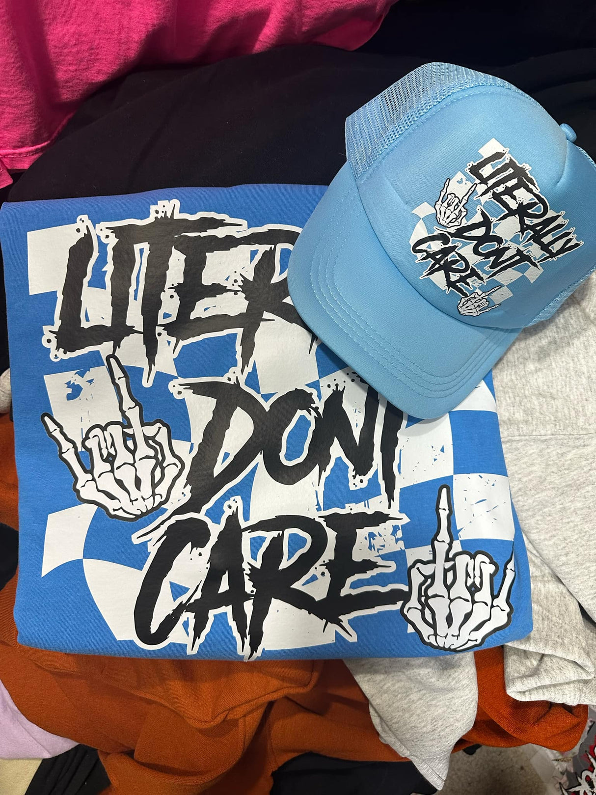 Limited Edition: Mama, Let Them, and Literally Don't Care Graphic TShirt + Trucker Hat