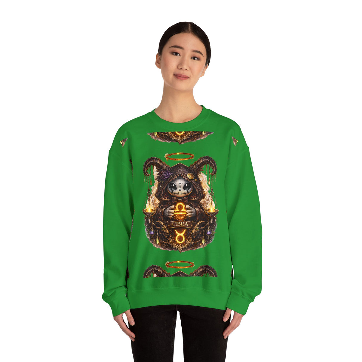 Libra Zodiac Sign | Cute Demon Bunny with Zodiac Symbols Sweatshirt | Astrology Pagan Goth