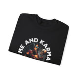 Me and Karma skull woman illustration Crewneck Sweatshirt | Vibe Like That