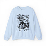 Karma Fairy Skeleton Illustration Crewneck Sweatshirt | Goth Skull Art, Boho Butterfly