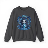 Aquarius Grim Reaper Zodiac Crewneck Sweatshirt | Water Bearer Hoodie Art