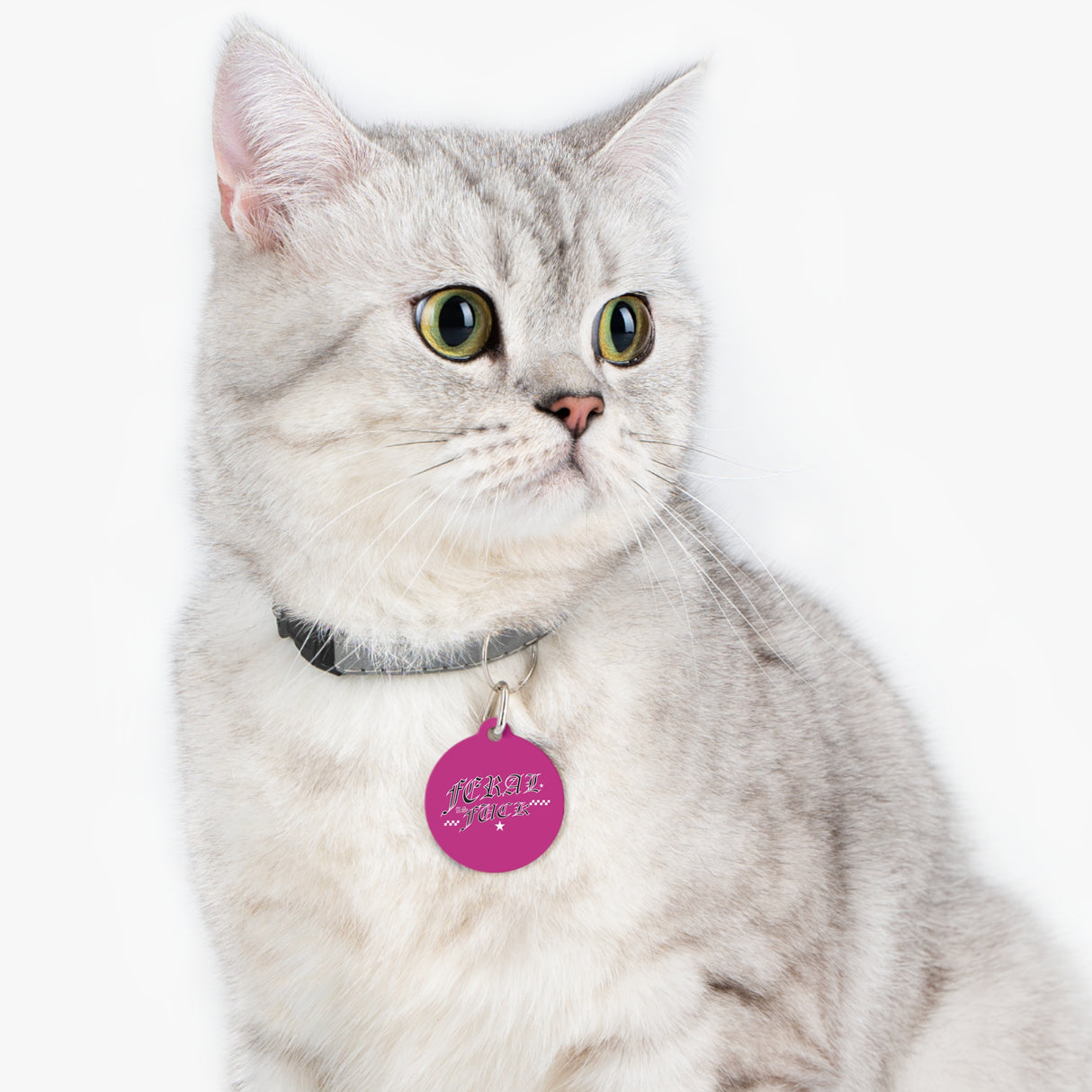 *HOT PINK*Feral as Fuck Pet Tag - Unique Dog & Cat ID Tag