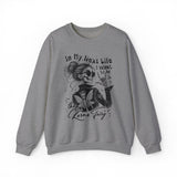 Karma Fairy Skeleton Illustration Crewneck Sweatshirt | Goth Skull Art, Boho Butterfly