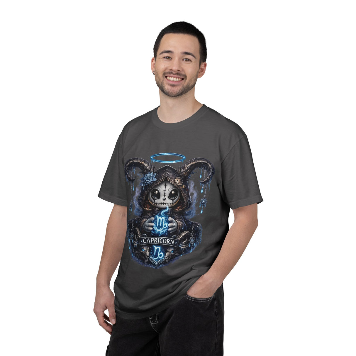 Capricorn Goat Skull Illustration T-shirt | Zodiac Astrology Shirt