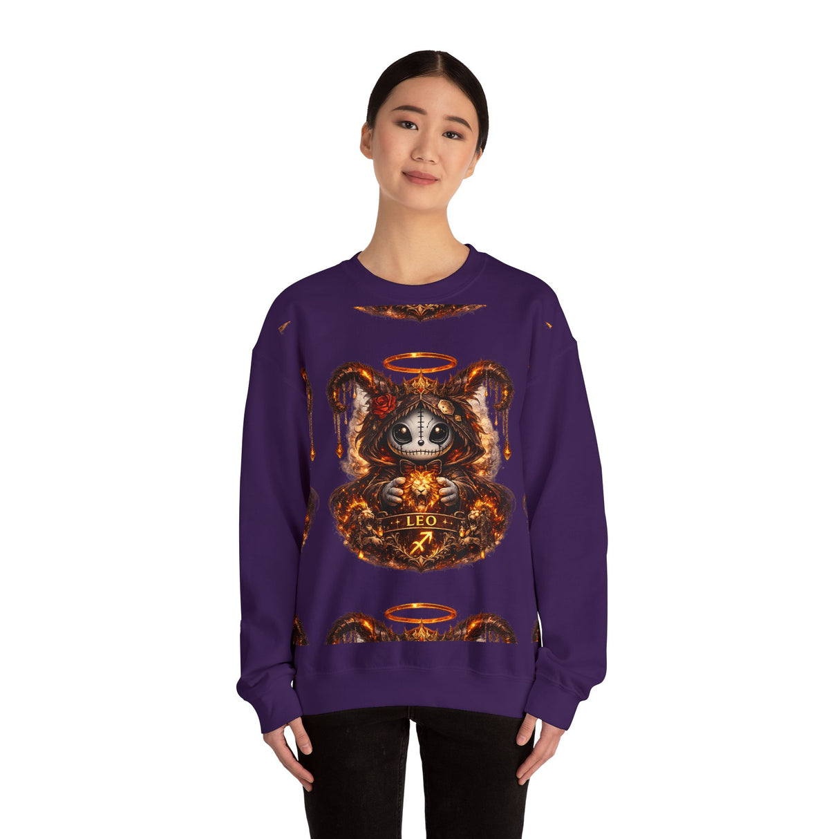 Leo Zodiac Skeleton Jester Crewneck Sweatshirt | Astrological Scorpio Style